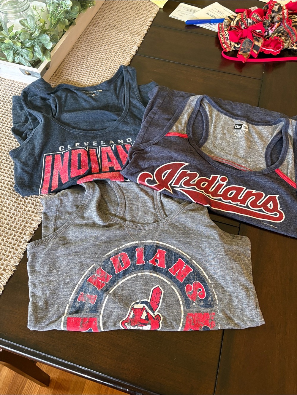 3 women's Cleveland Indians tank tops